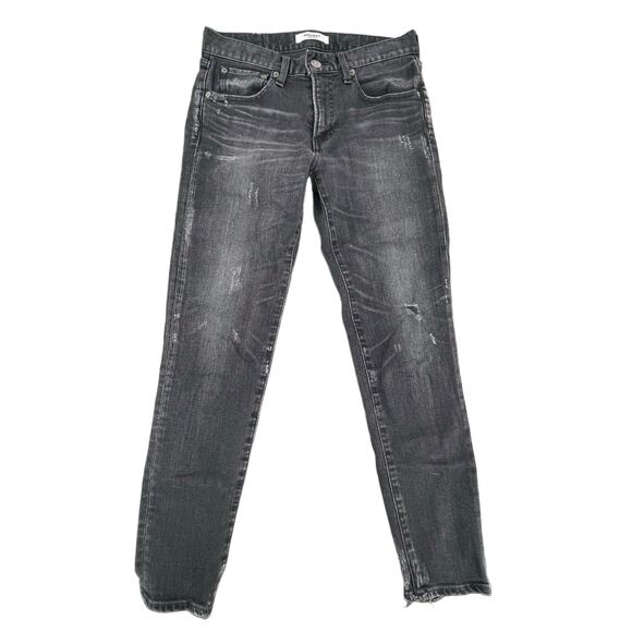Moussy Vintage Velma Skinny Black Wash Gray Distressed Cropped Denim Jeans 26